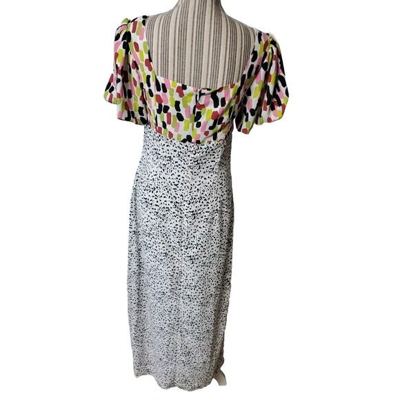Glamorous Hi Waist Maxi Dress Sz 6 Abstract Multicolor Short Sleeve Lightweight - Picture 4 of 7